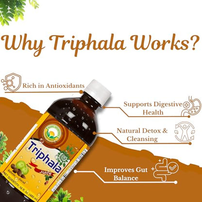 BASIC AYURVEDA Triphala Juice – 16.23 Fl Oz (480 ml) | Digestive Support, Detox & Gut Health | No Added Sugar