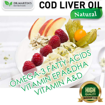 Burpless Cod Liver Oil - 100 Softgels | Omega-3 EPA & DHA + Vitamins A & D | Immune, Heart & Brain Support