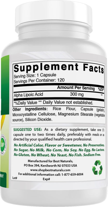 Best Naturals Alpha Lipoic Acid 300 mg – 120 Capsules (Pack of 2)