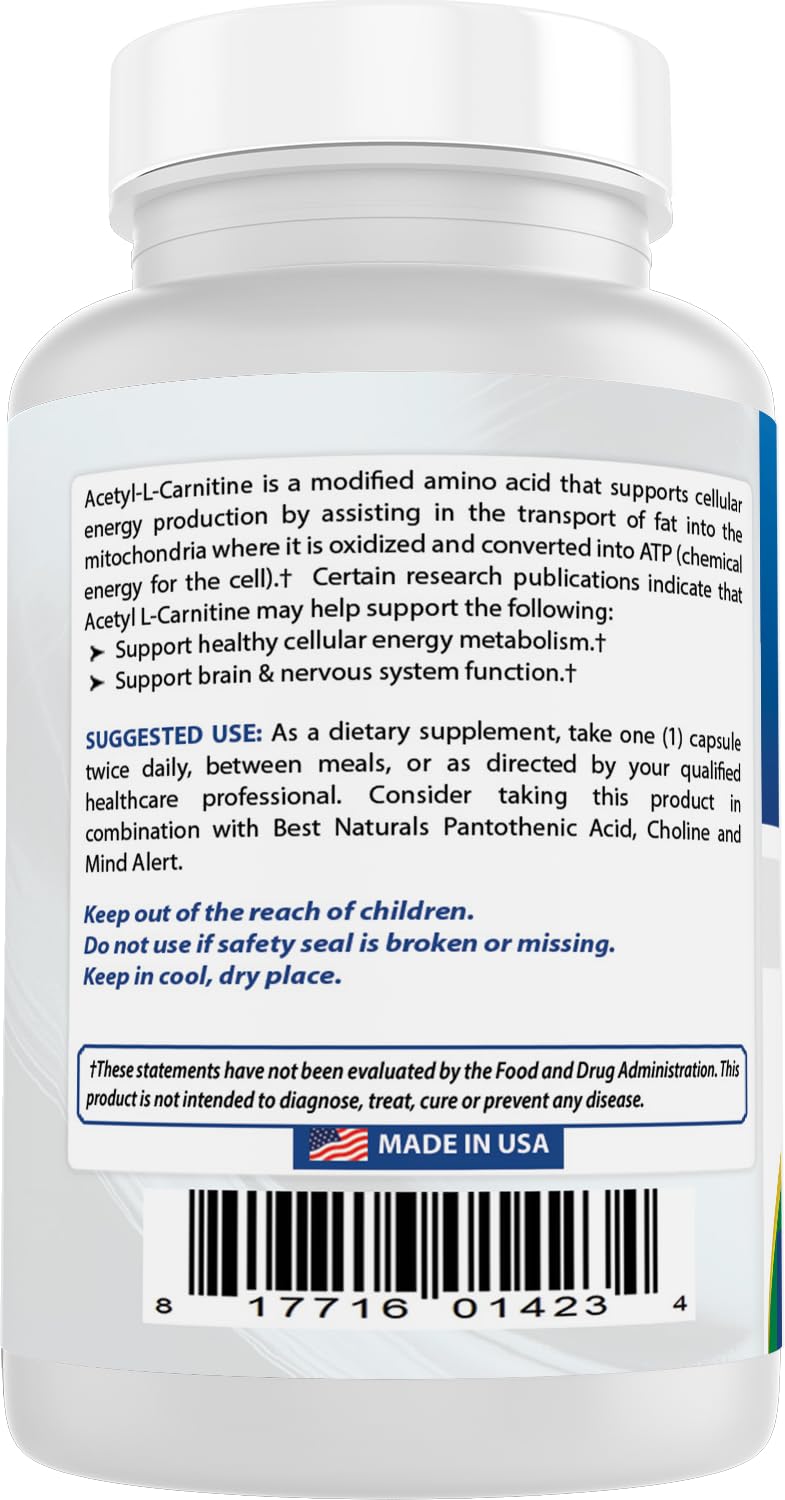 Best Naturals Acetyl L-Carnitine 1000 mg – 60 Capsules (Pack of 3)