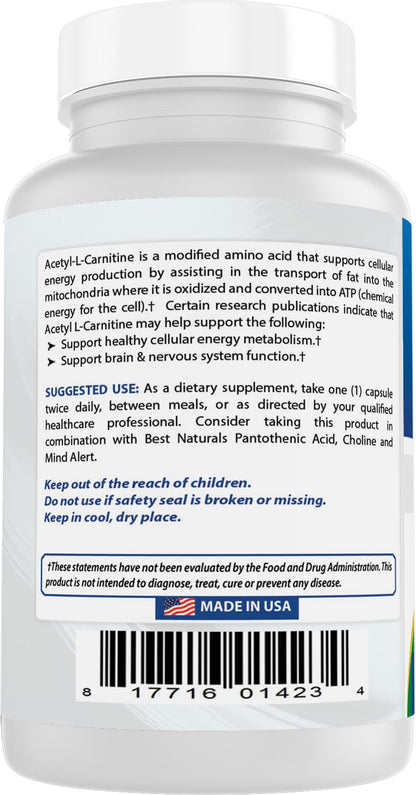 Best Naturals Acetyl L-Carnitine 1000 mg – 60 Capsules (Pack of 3)