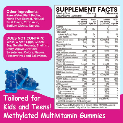 Kids Methylated Multivitamin Gummies 4+ | MTHFR, Immune & Brain Health