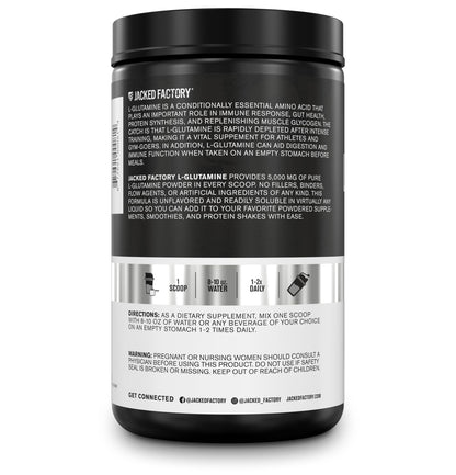 Jacked Factory L-Glutamine Powder – 100 Servings | Vegan Fermented, Unflavored