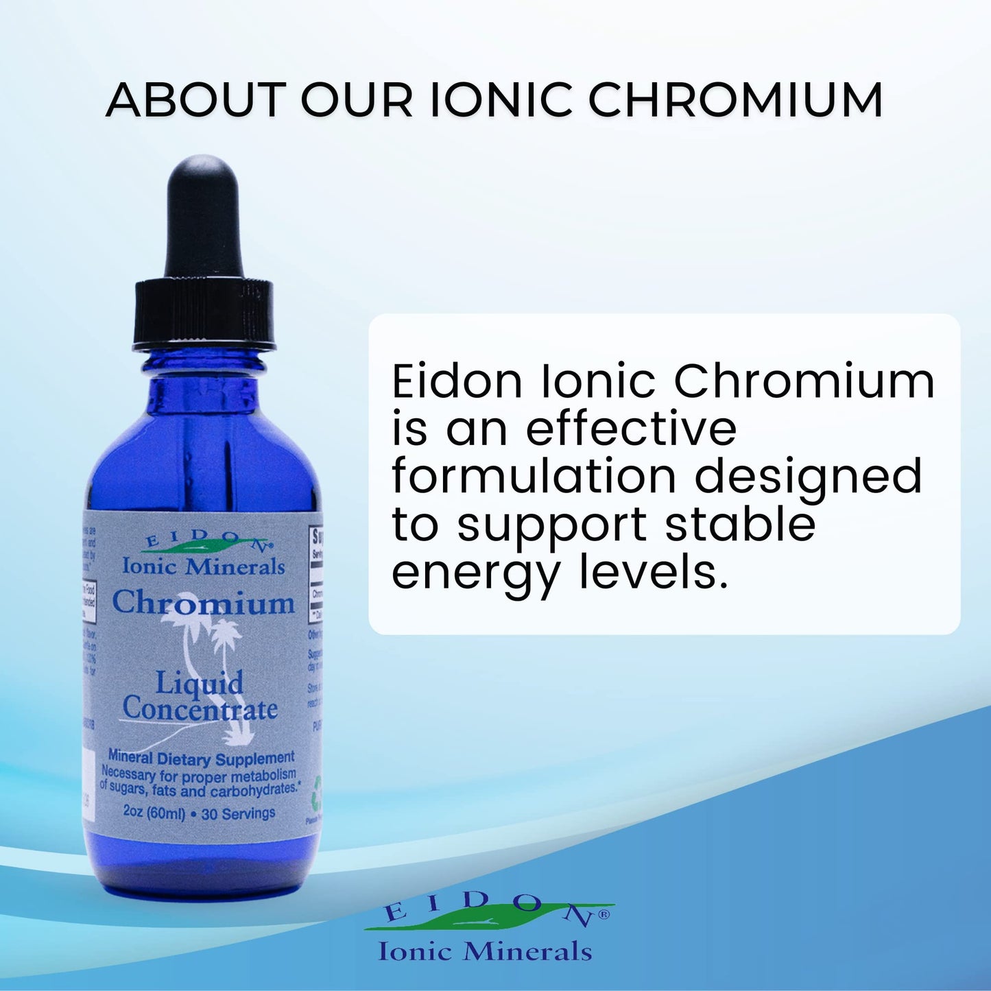 Eidon Ionic Minerals Liquid Chromium Concentrate | Ionic Chromium Drops 2 oz | Supports Stable Energy