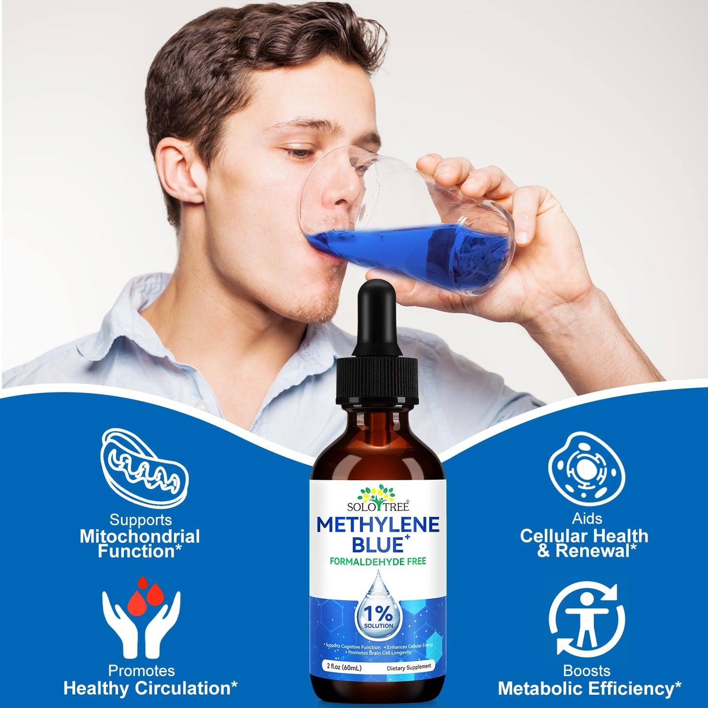 Methylene Blue Pharmaceutical Grade Drops – Brain Health & Energy Support (2 Fl Oz) | No Formaldehyde, No Alcohol, No Gluten