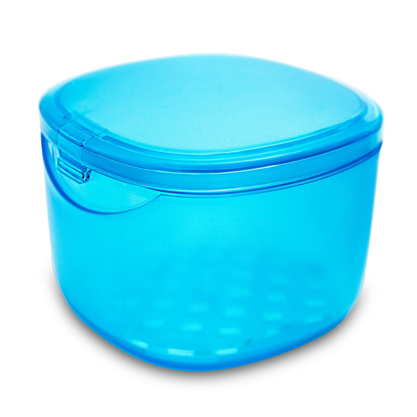 No-Leak Denture Bath Case | Retainer & Mouth Guard Cleaning Box (Transparent Blue)
