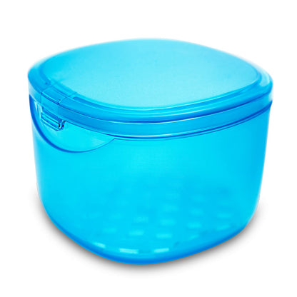 No-Leak Denture Bath Case | Retainer & Mouth Guard Cleaning Box (Transparent Blue)