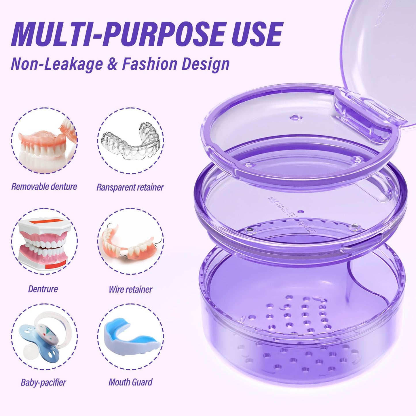 2-in-1 Denture Case 2PCS – No-Leak Travel Retainer & Bath Case