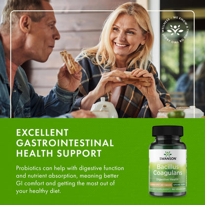 Swanson Bacillus Coagulans Probiotic - 6B CFU, 60 Veggie Capsules | Digestive Health