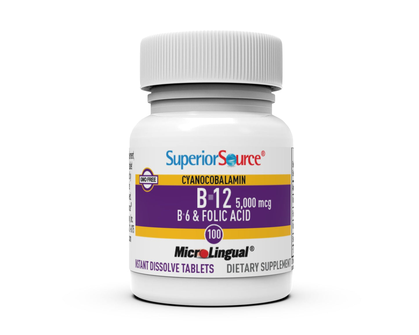 Superior Source No Shot B12 5000 mcg + B6 & Folic Acid – Sublingual Tablets (100)