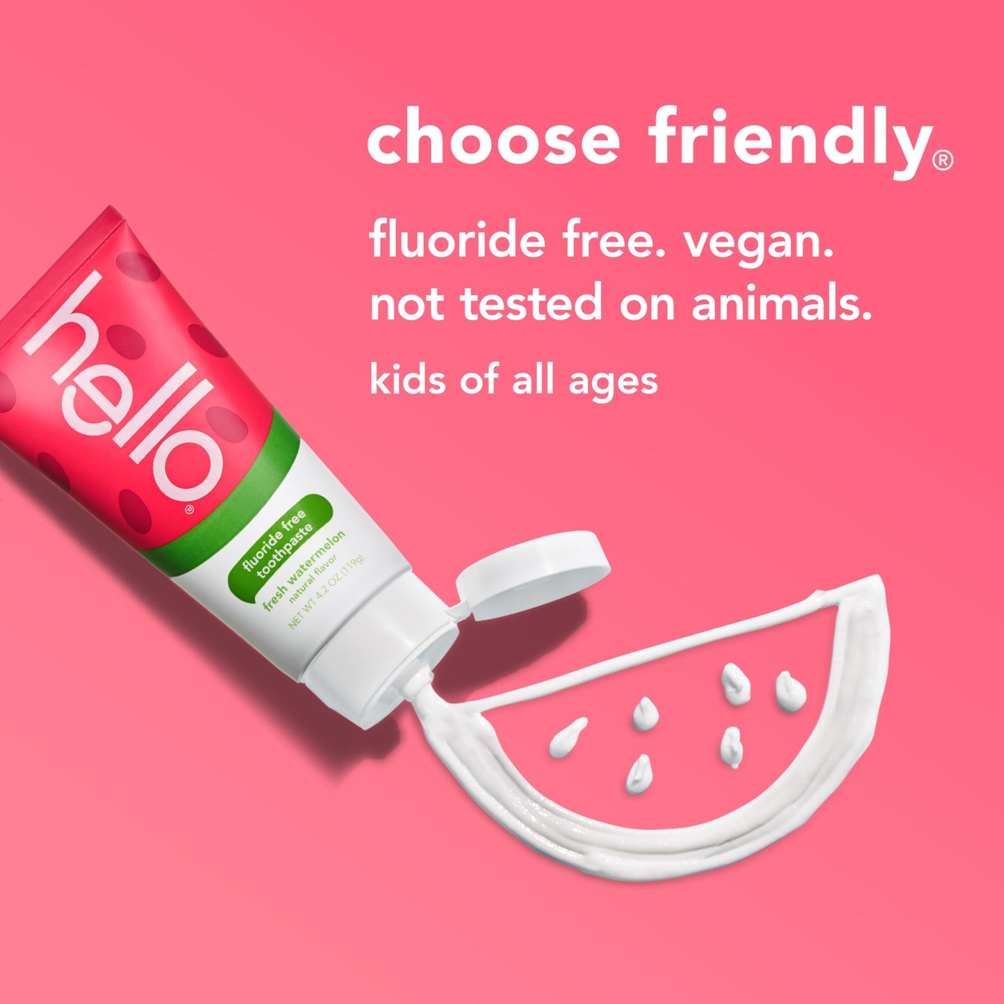 Hello Fresh Watermelon Fluoride Free Kids Toothpaste – 3 Pack, 4.2 oz Tubes