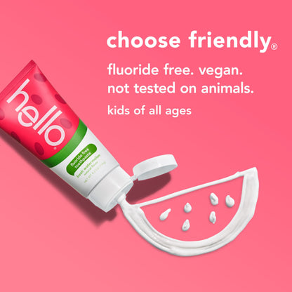 Hello Fresh Watermelon Fluoride Free Kids Toothpaste – 3 Pack, 4.2 oz Tubes