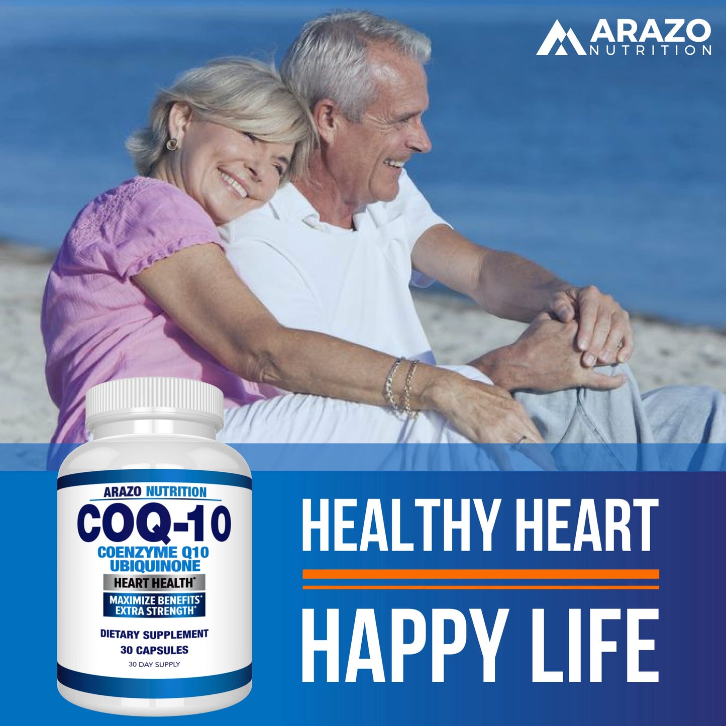 Arazo Nutrition CoQ10 Ubiquinone 200mg – High Absorption, No Soy | Pack of 2