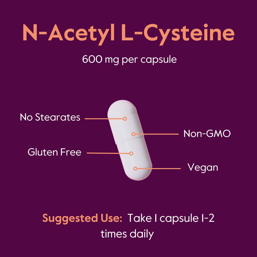 N-Acetyl L-Cysteine 600mg NAC – 120 Veg Capsules (Vegan, Gluten Free, Non-GMO)