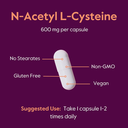 N-Acetyl L-Cysteine 600mg NAC – 120 Veg Capsules (Vegan, Gluten Free, Non-GMO)