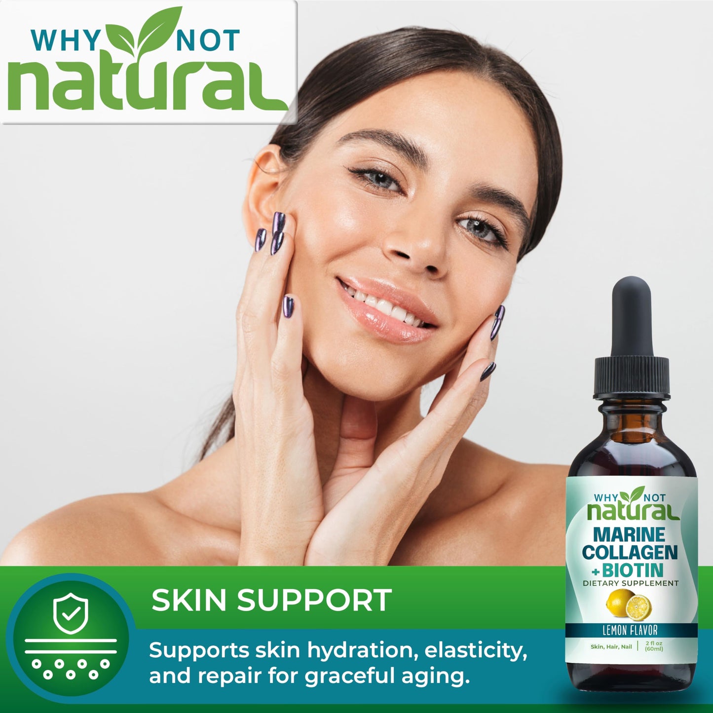Why Not Natural Liquid Collagen + Biotin Drops for Hair, Skin & Nails