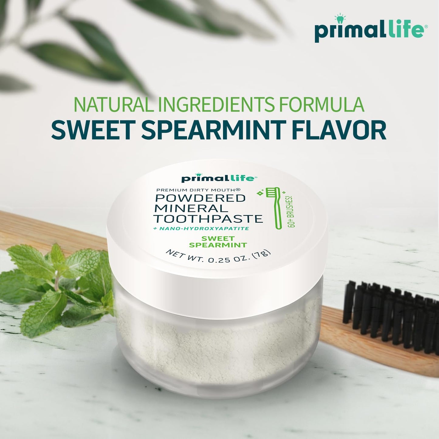 Primal Life Organics Dirty Mouth Toothpowder – Sweet Spearmint, 0.25 oz