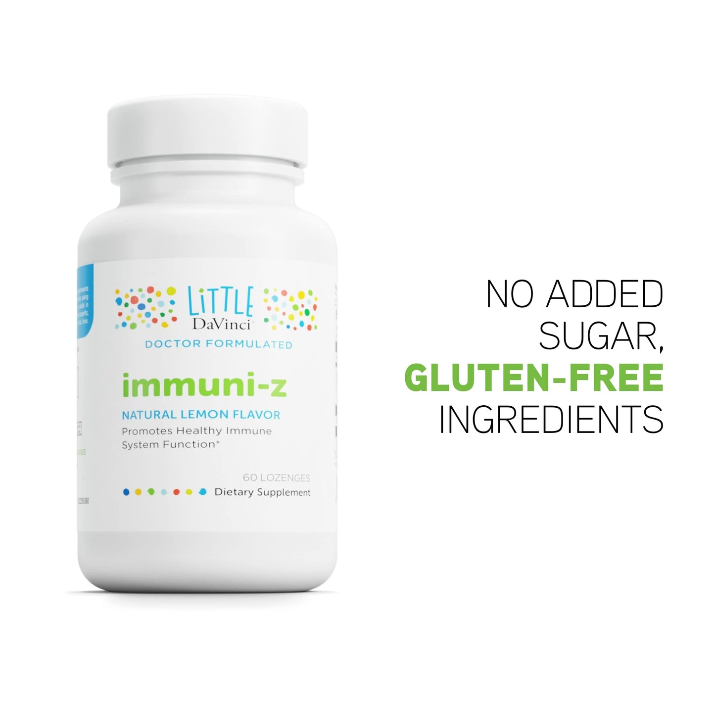 Little DaVinci Immuni-z Kids Zinc Lozenge – Immune & Brain Support (Lemon, 60 Lozenges)