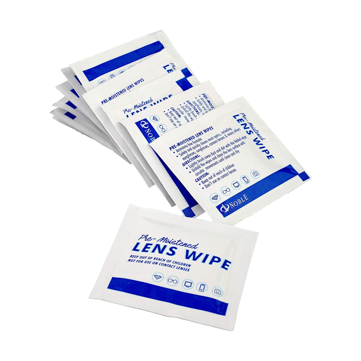 Noble Lens Wipes - Individually Wrapped, Ammonia-Free (300 Wipes)