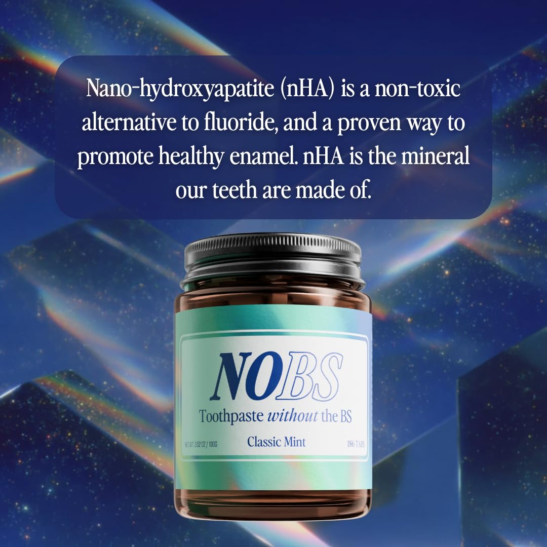 NOBS Toothpaste Tablets - Fluoride-Free, Plastic-Free, Nano Hydroxyapatite