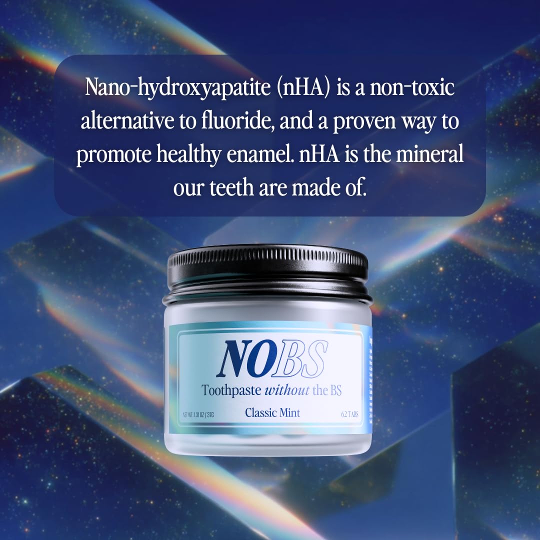 NOBS Toothpaste Tablets – Fluoride-Free Nano Hydroxyapatite, Plastic Free, Eco & Travel Friendly