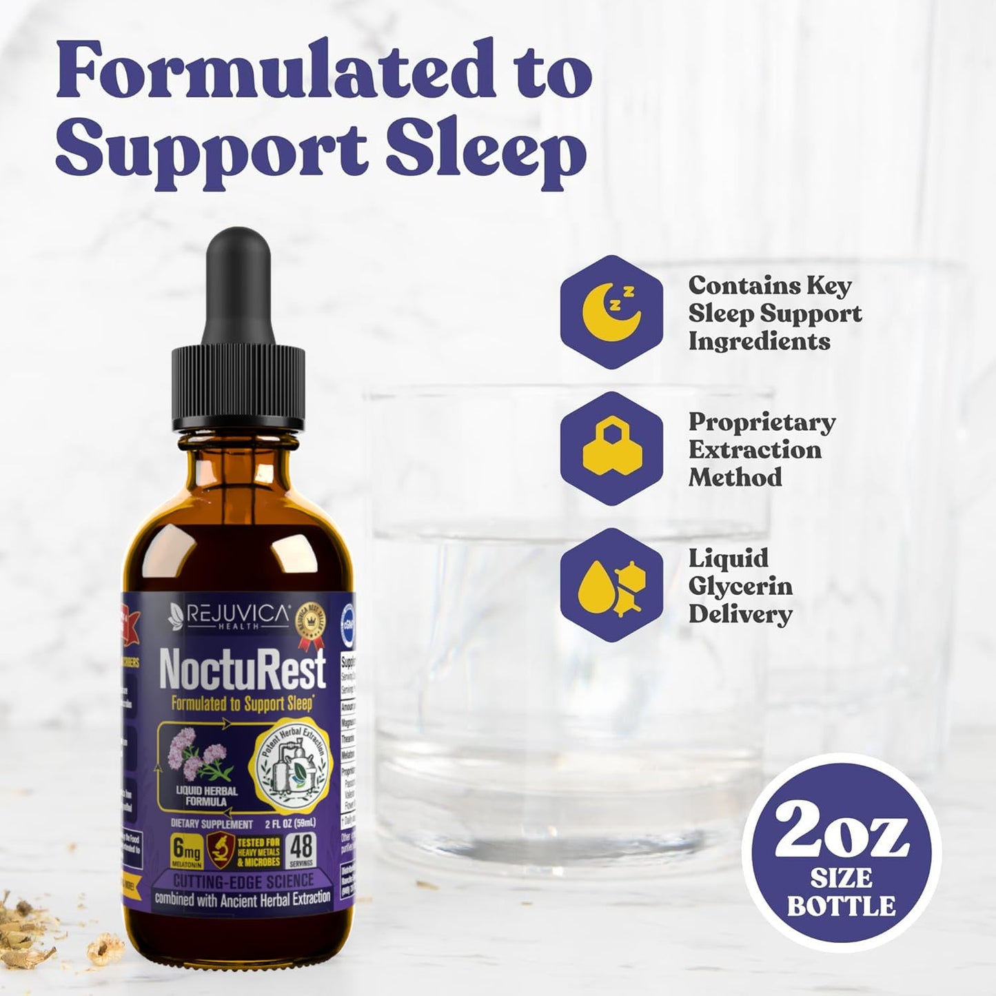 NoctuRest Natural Sleep-Aid | Liquid Formula with Melatonin, Valerian, Magnesium & L-Theanine