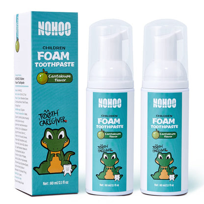 NOHOO Fluoride Free Foam Toothpaste for Kids – Cantaloupe Flavor (2 Pack)
