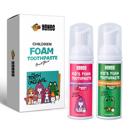 NOHOO Fluoride-Free Foam Toothpaste for Kids – Strawberry & Watermelon