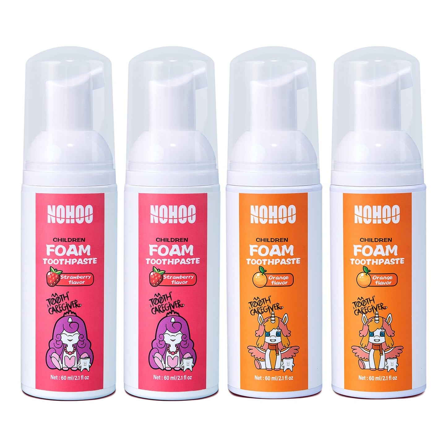 NOHOO Fluoride-Free Foam Toothpaste for Kids – Strawberry & Orange