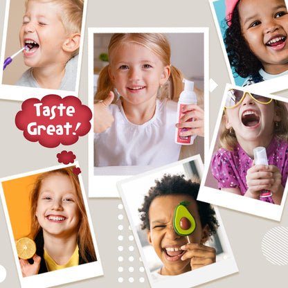 NOHOO Fluoride-Free Foam Toothpaste for Kids – Strawberry & Peach (60ml, 2 Strawberry + 2 Peach)