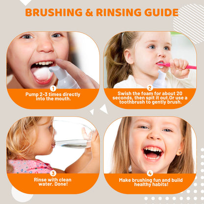 NOHOO Fluoride Free Foam Toothpaste for Kids - Natural Fruit Flavour Strawberry Orange Peach Watermelon
