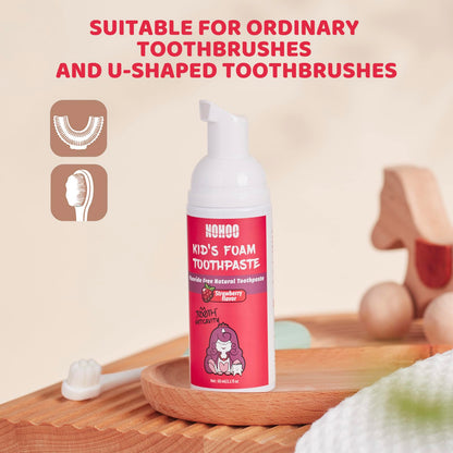 NOHOO Fluoride Free Foam Toothpaste for Kids - Natural Fruit Flavour Strawberry Orange Peach Watermelon