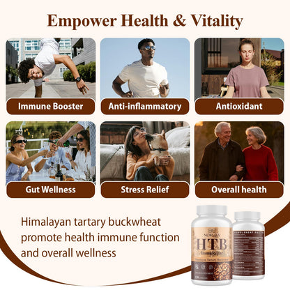 Nokuba Immune Support - Himalayan Tartary Buckwheat, Quercetin, Zinc, Vitamin C & D3 | 120 Vegan Capsules