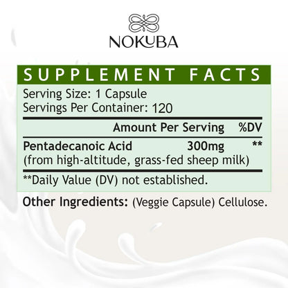 Nokuba Pentadecanoic Acid C15:0 300mg – High-Altitude Sheep Milk Sourced, 120 Capsules | USA Made BritishVita | Premium UK Vitamins & Wellness Supplements