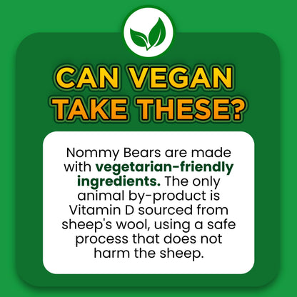 Nommy Bears Multivitamin Gummies - Gelatin-Free, Gluten-Free, Vegetarian
