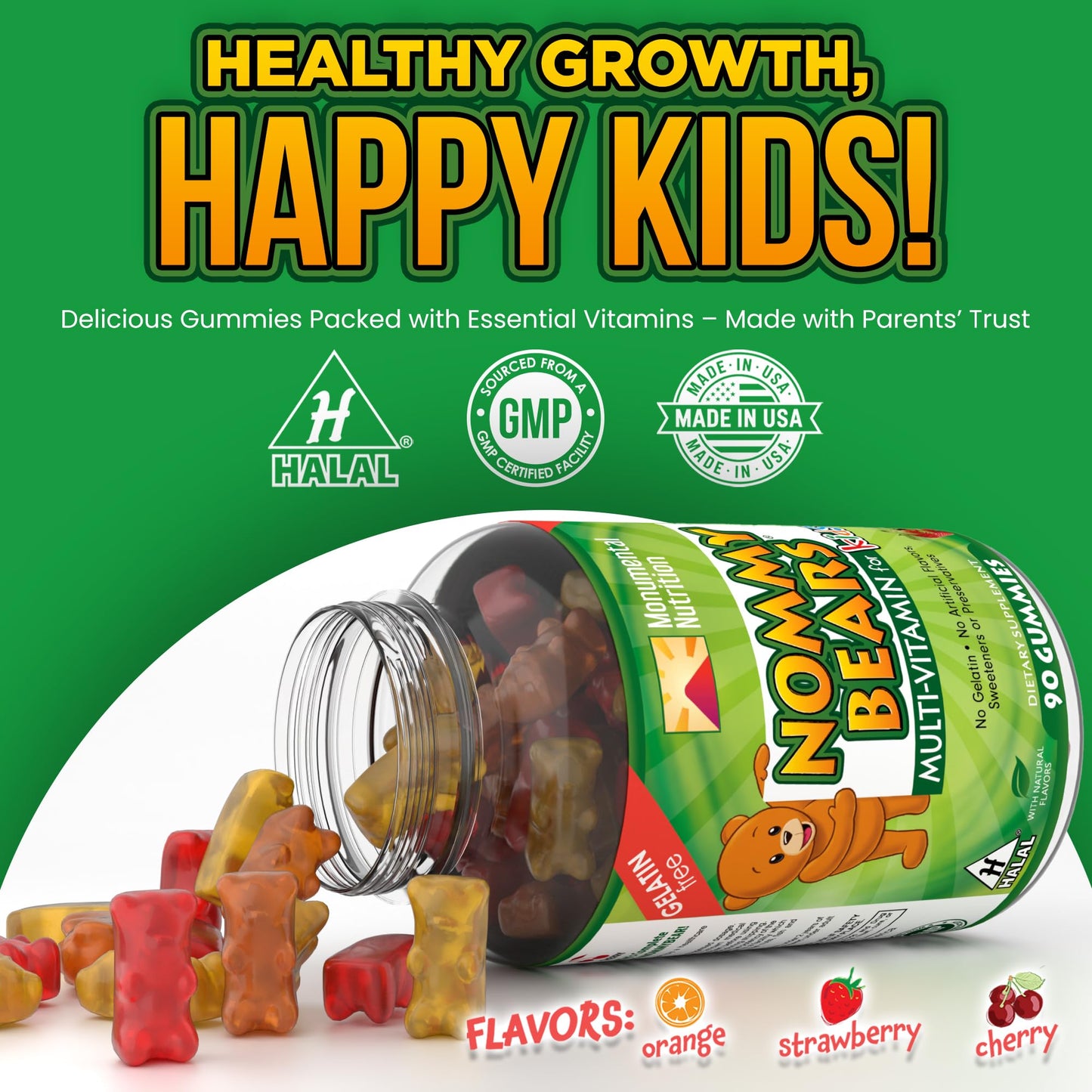 Nommy Bears Multivitamin Gummies - Gelatin-Free, Gluten-Free, Vegetarian