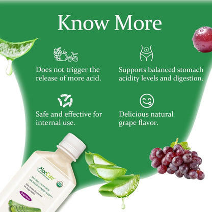 AloeCure USDA Organic Aloe Vera Juice - Grape Flavor, 16.7oz