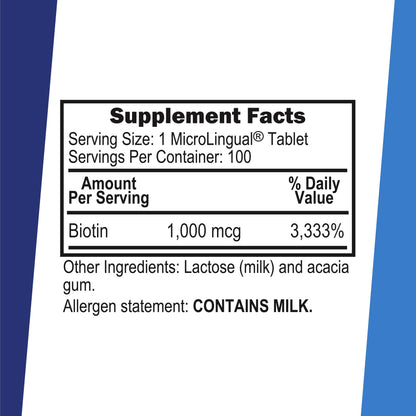 Superior Source Biotin 1000 mcg – MicroLingual Sublingual Tablets, 100 Count