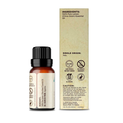 GuruNanda Lemon Essential Oil - 100% Pure, Undiluted Citrus Aroma (2x0.5 oz)