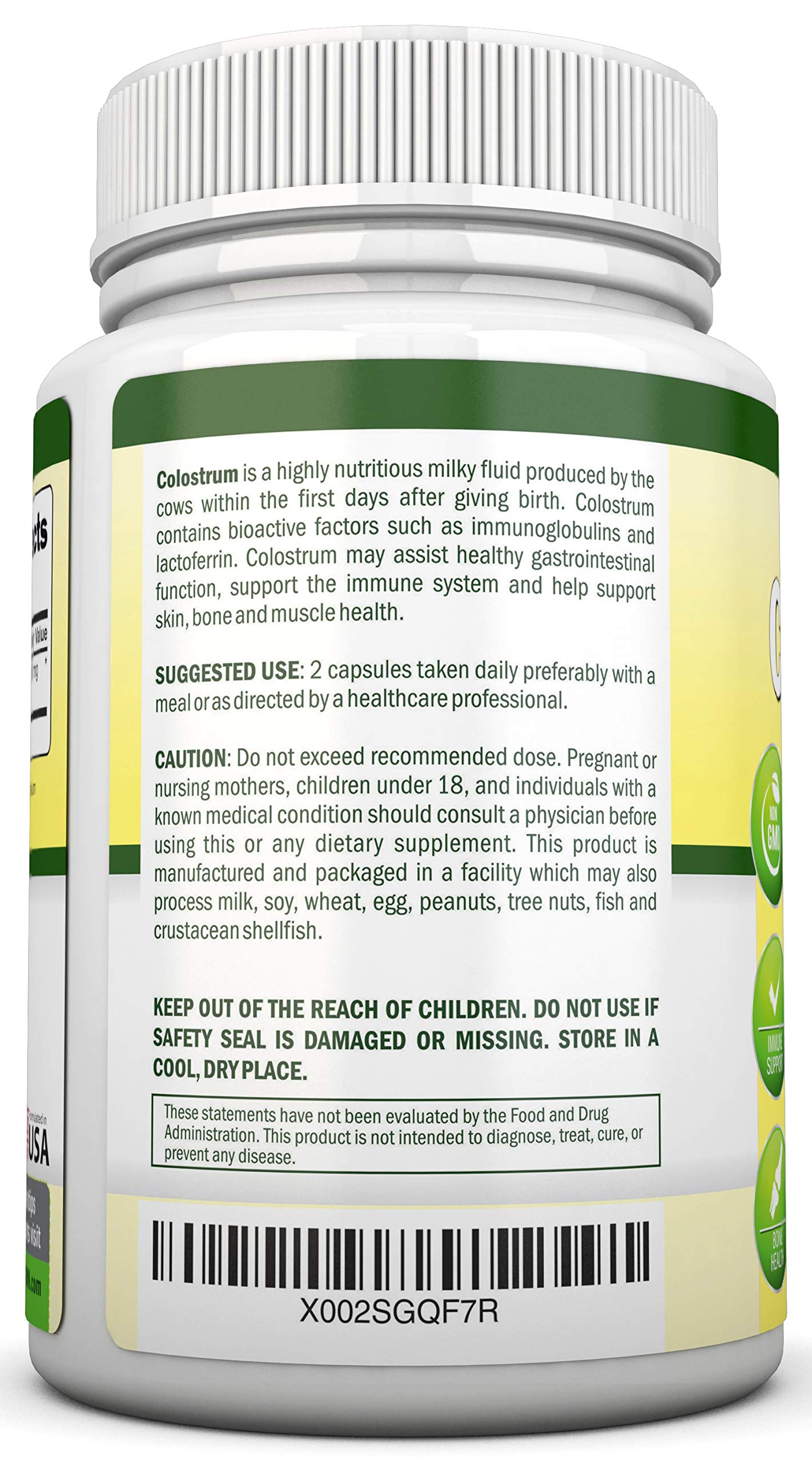 Colostrum 1000mg | 120 Capsules | 30% IgG | First Milking US Dairy