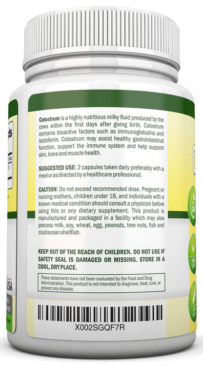 Colostrum 1000mg | 120 Capsules | 30% IgG | First Milking US Dairy