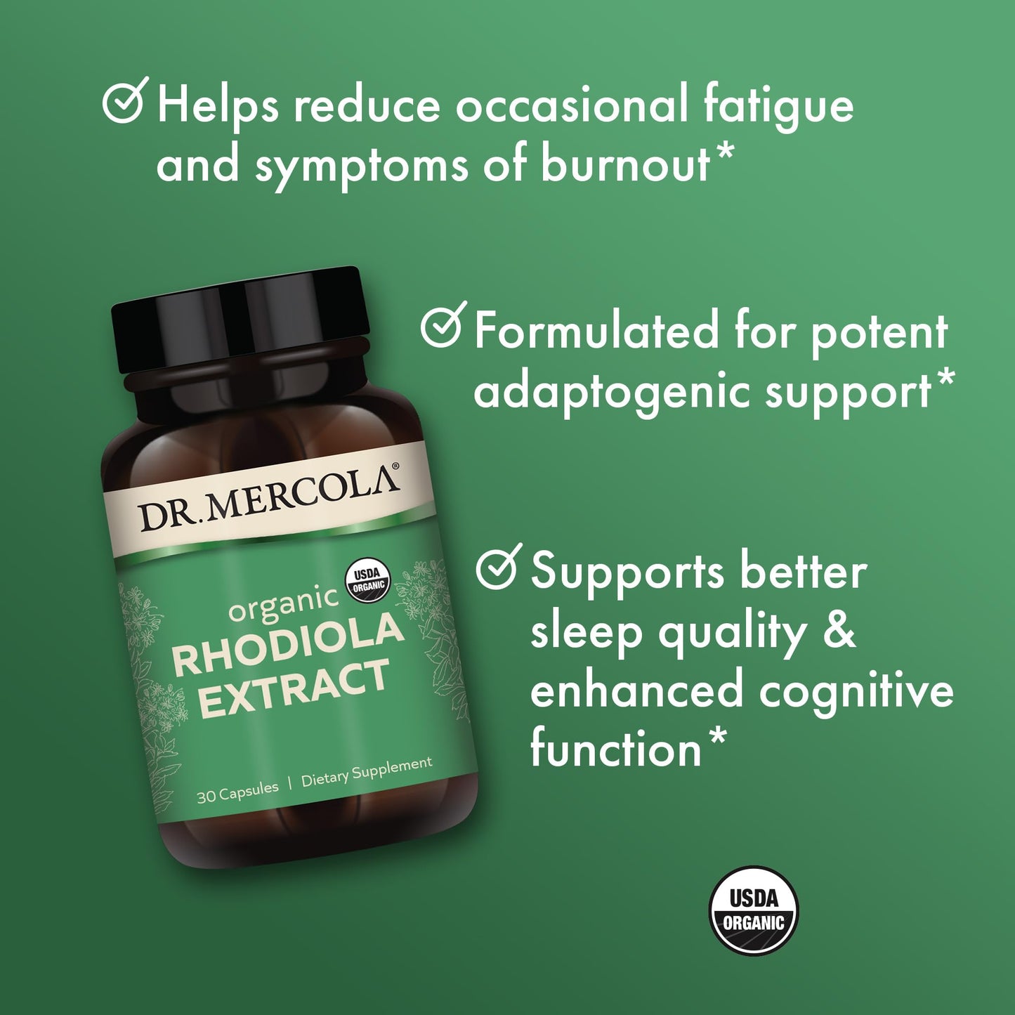 Dr. Mercola Rhodiola Extract – 30 Servings, Organic, Mood & Stress Support