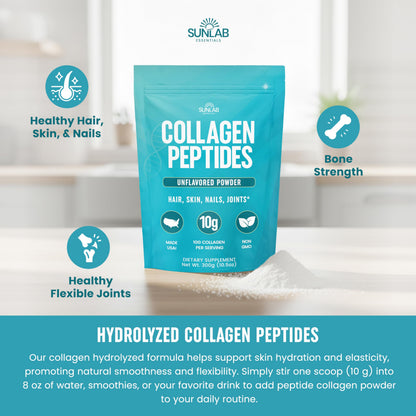 Collagen Peptides Powder – Hydrolyzed Bovine Type I & III – Unflavored – USA Made