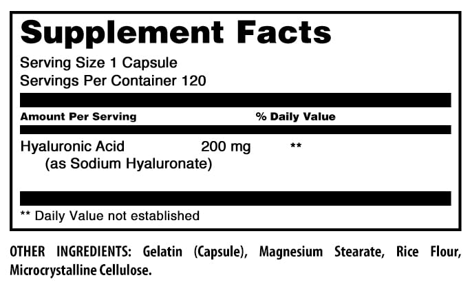 Amazing Formulas Hyaluronic Acid 200mg - 120 Capsules | Non-GMO, Gluten Free, Made in USA