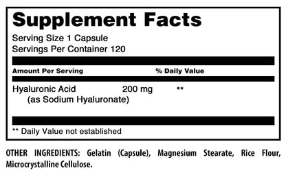 Amazing Formulas Hyaluronic Acid 200mg - 120 Capsules | Non-GMO, Gluten Free, Made in USA