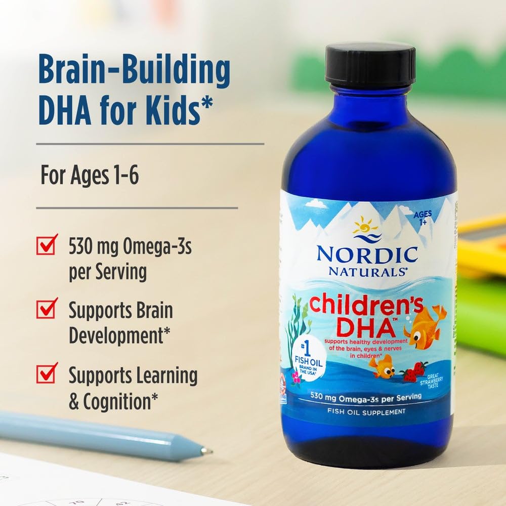 Nordic Naturals Children’s DHA Orange – 8 oz for Kids, 530 mg Omega-3 (EPA & DHA) Non-GMO