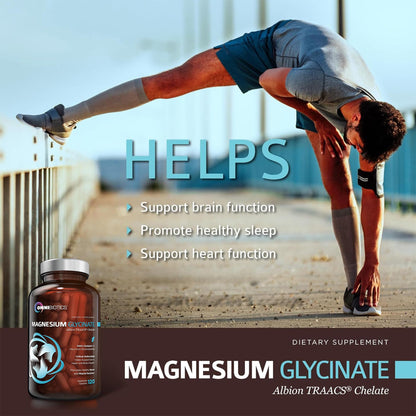 OmniBiotics Magnesium Glycinate Supplement – Albion TRAACS Bisglycinate | Sleep, Muscle, Nerve & Heart Health – 120 Vegan Capsules