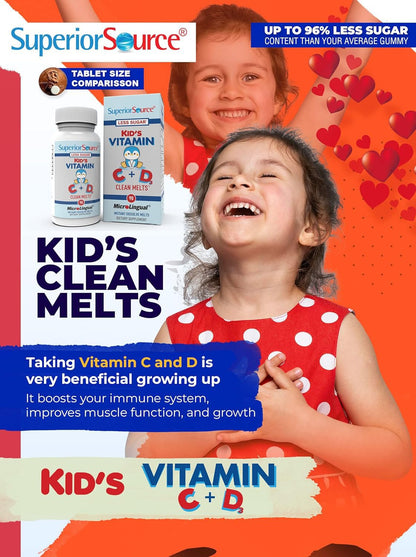 Superior Source Kid's Vitamin C & D3 Clean Melts – Immune Support for Kids