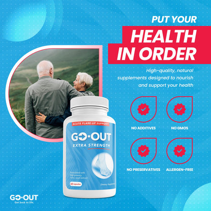 Mt. Angel Go Out Extra Strength Uric Acid Support - Tart Cherry, Celery Seed & Turmeric - 60 Caps