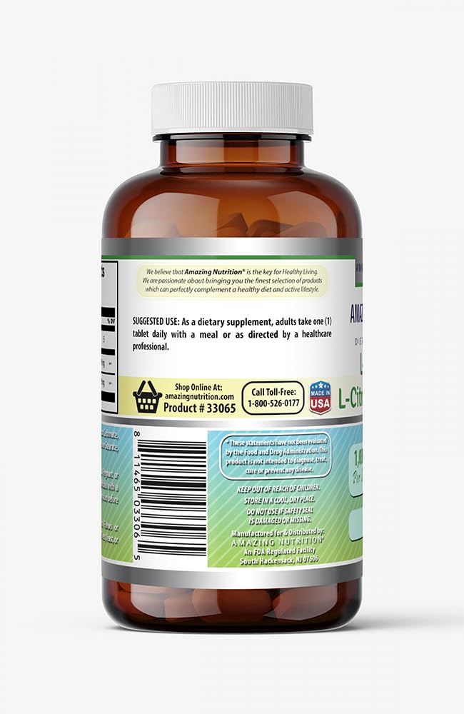 Amazing Formulas L-Arginine/L-Citrulline Complex 1000mg - 60 Tablets | Non-GMO, Gluten Free, Made in USA